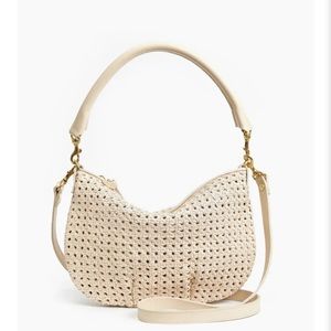 Clare V Petit Moyen messenger in cream rattan NWT
